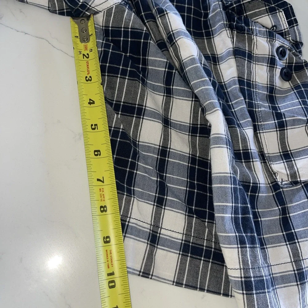 VTG Polo Ralph Lauren Shorts Mens 42 Blue Plaid‎ Cargo Preppy 90s Y2K Classic